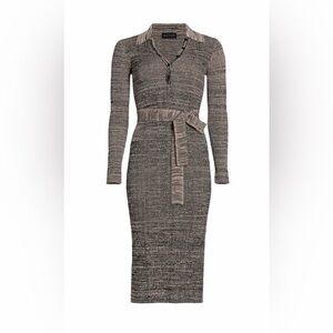 Elie Tahari Ash Rose Space Dye Belted Sweater Dress XL